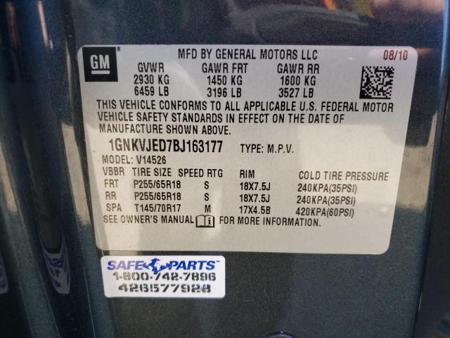 Photo 10 from auction – 2011 CHEVROLET TRAVERSE L with VIN 1GNKVJED7BJ163177