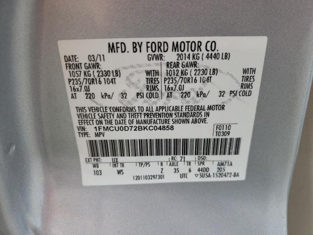 Photo 10 from auction – 2011 FORD ESCAPE XLT with VIN 1FMCU0D72BKC04858