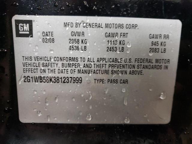 Photo 10 from auction – 2008 CHEVROLET IMPALA LS with VIN 2G1WB58K381237999