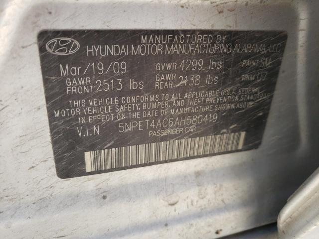 Photo 10 from auction – 2010 HYUNDAI SONATA GLS with VIN 5NPET4AC6AH580419