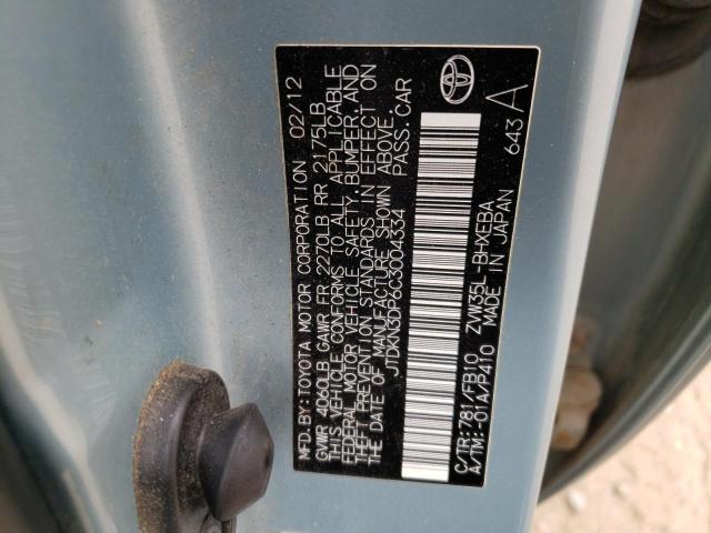Photo 10 from auction – 2012 TOYOTA PRIUS PLUG with VIN JTDKN3DP6C3004334