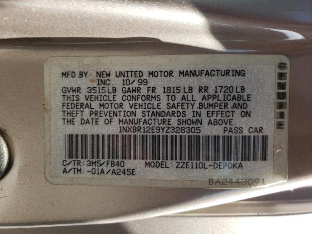 Photo 10 from auction – 2000 TOYOTA COROLLA VE with VIN 1NXBR12E9YZ328305