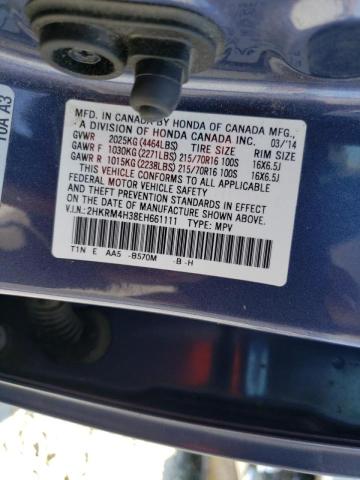Photo 10 from auction – 2014 HONDA CR-V LX with VIN 2HKRM4H38EH661111