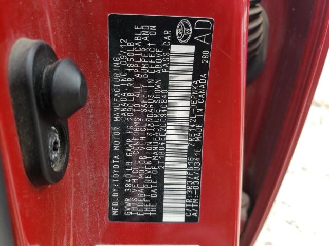 Foto 10 de la subasta – 2013 TOYOTA COROLLA BA con VIN 2T1BU4EE2DC940840
