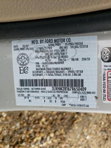 Photo 10 from auction – 2007 LINCOLN MKZ with VIN 3LNHM28T67R650409