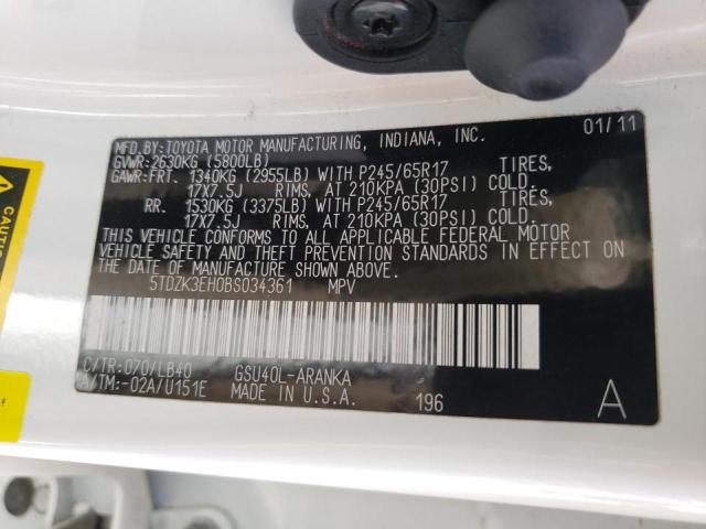 Photo 10 from auction – 2011 TOYOTA HIGHLANDER with VIN 5TDZK3EH0BS034361