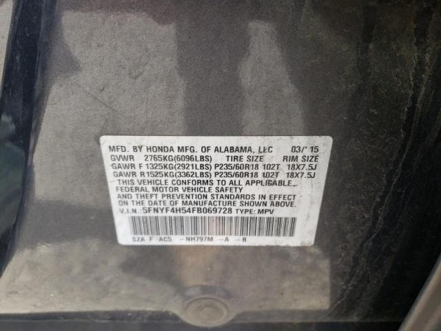 Photo 10 from auction – 2015 HONDA PILOT EXL with VIN 5FNYF4H54FB069728