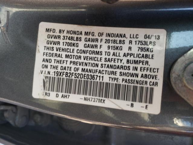 Photo 10 from auction – 2013 HONDA CIVIC LX with VIN 19XFB2F52DE036711