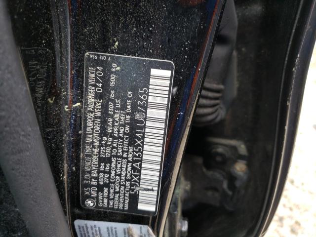 Photo 10 from auction – 2004 BMW X5 3.0I with VIN 5UXFA135X4LU37365