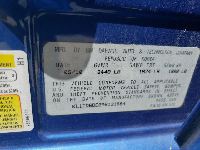 Photo 10 from auction – 2010 CHEVROLET AVEO LS with VIN KL1TD6DE2AB131664