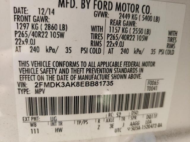 Photo 10 from auction – 2014 FORD EDGE SPORT with VIN 2FMDK3AK8EBB81735