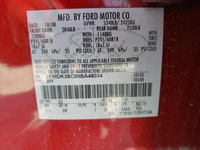 Photo 10 from auction – 2009 FORD EDGE SEL with VIN 2FMDK38C99BA48034