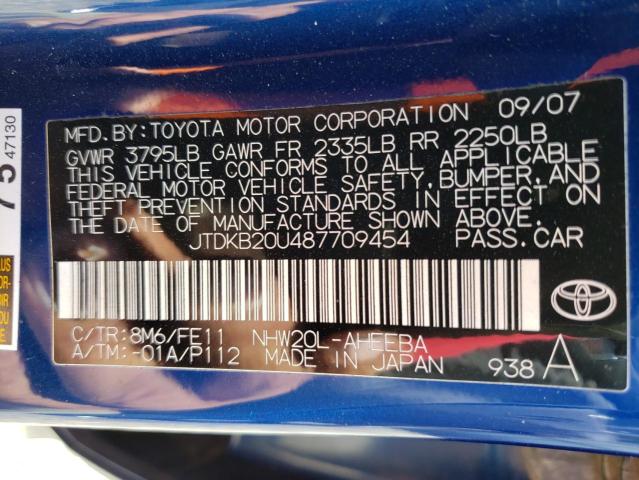 Photo 10 from auction – 2008 TOYOTA PRIUS with VIN JTDKB20U487709454