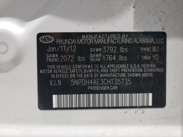 Photo 10 from auction – 2012 HYUNDAI ELANTRA GL with VIN 5NPDH4AE3CH135735