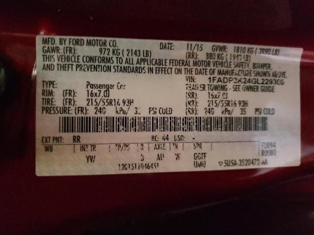 Photo 10 from auction – 2016 FORD FOCUS SE with VIN 1FADP3K24GL229308