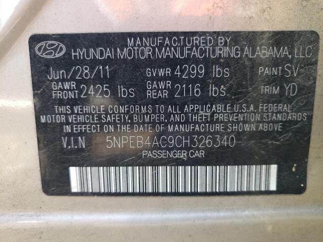 Photo 10 from auction – 2012 HYUNDAI SONATA GLS with VIN 5NPEB4AC9CH326340