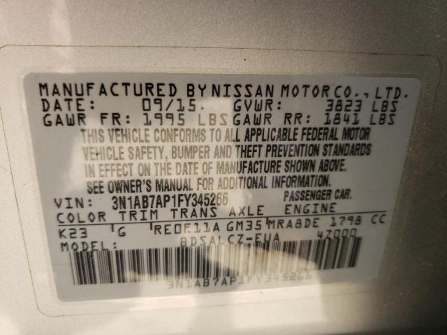 Photo 10 from auction – 2015 NISSAN SENTRA with VIN 3N1AB7AP1FY345266