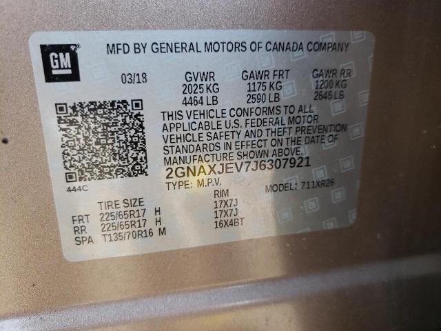 Photo 10 from auction – 2018 CHEVROLET EQUINOX LT with VIN 2GNAXJEV7J6307921