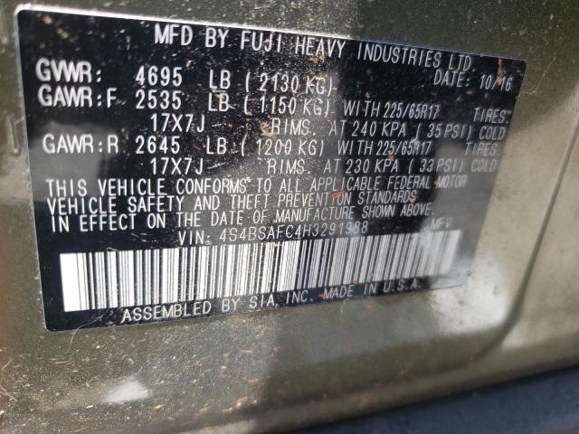Photo 10 from auction – 2017 SUBARU OUTBACK 2. with VIN 4S4BSAFC4H3291988