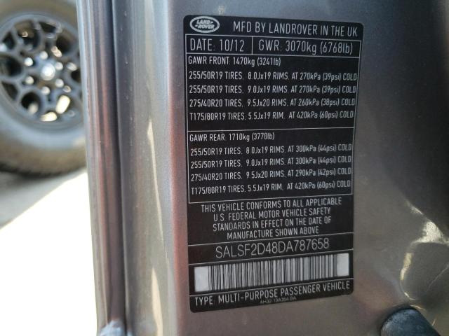 Photo 10 from auction – 2013 LAND ROVER RANGE ROVE with VIN SALSF2D48DA787658
