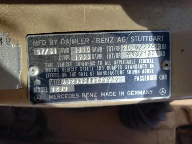 Photo 10 from auction – 1981 MERCEDES-BENZ 240 D with VIN WDBAB23AXBB272950