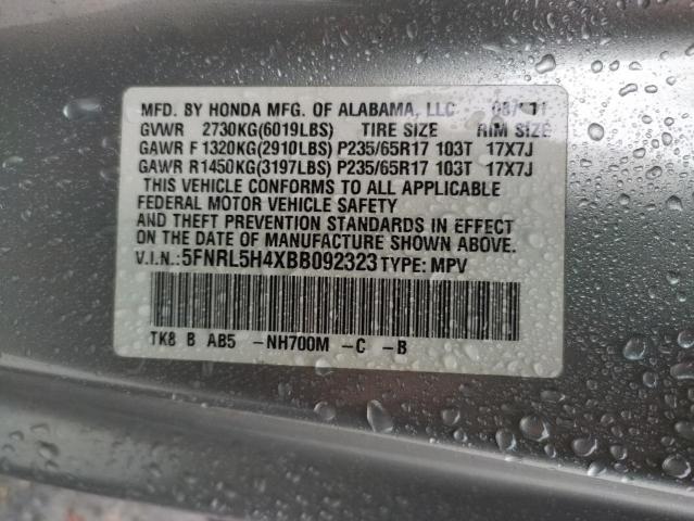 Photo 10 from auction – 2011 HONDA ODYSSEY EX with VIN 5FNRL5H4XBB092323