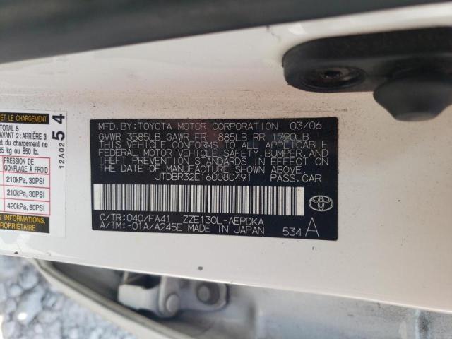 Photo 10 from auction – 2006 TOYOTA COROLLA CE with VIN JTDBR32E160080491