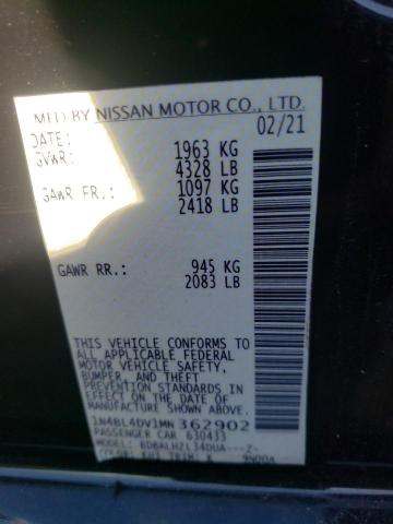 Photo 10 from auction – 2021 NISSAN ALTIMA SV with VIN 1N4BL4DV1MN362902