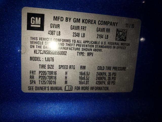 Photo 10 from auction – 2016 CHEVROLET TRAX LS with VIN KL7CJNSB5GB560002