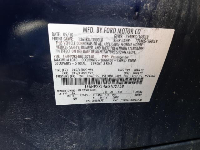 Zdjęcie 10 z aukcji – 2011 FORD TAURUS SHO z VIN 1FAHP2KT4BG102158