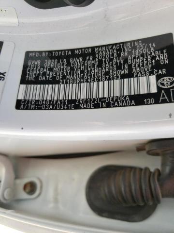 Photo 10 from auction – 2014 TOYOTA COROLLA L with VIN 2T1BURHE4EC167153