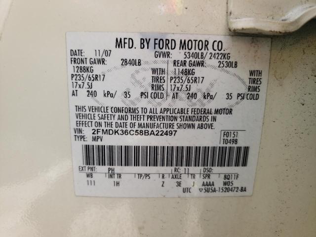 Photo 10 from auction – 2008 FORD EDGE SE with VIN 2FMDK36C58BA22497