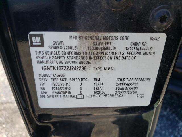 Photo 10 from auction – 2002 CHEVROLET SUBURBAN K with VIN 1GNFK16Z32J242298
