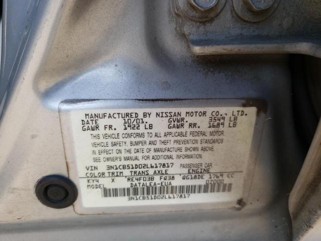 Photo 10 from auction – 2002 NISSAN SENTRA XE with VIN 3N1CB51D02L617817