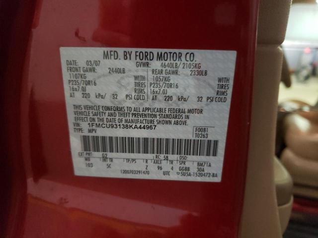 Photo 10 from auction – 2008 FORD ESCAPE XLT with VIN 1FMCU93138KA44967