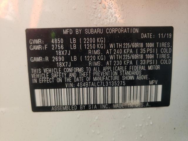 Photo 10 from auction – 2020 SUBARU OUTBACK LI with VIN 4S4BTALC7L3135275