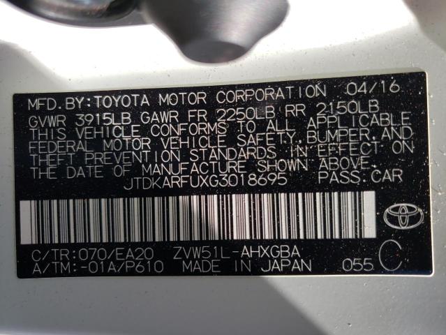 Photo 10 from auction – 2016 TOYOTA PRIUS with VIN JTDKARFUXG3018695