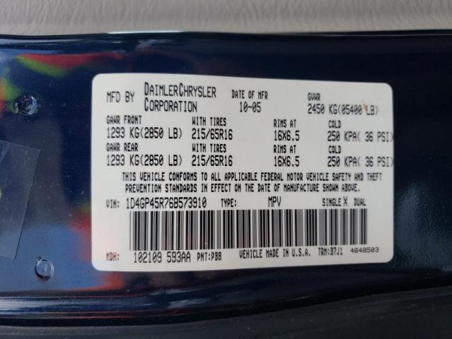 صورة رقم 10 من المزاد - 2006 DODGE CARAVAN SX مع VIN 1D4GP45R76B573910
