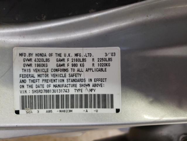 Photo 10 from auction – 2003 HONDA CR-V EX with VIN SHSRD78813U131743