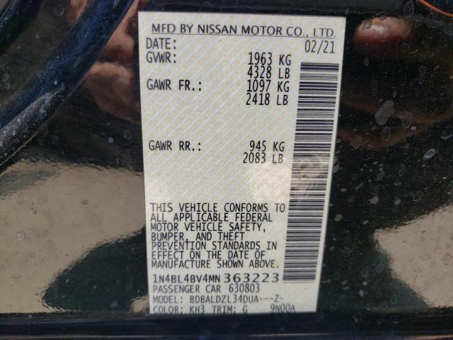 Photo 10 from auction – 2021 NISSAN ALTIMA S with VIN 1N4BL4BV4MN363223