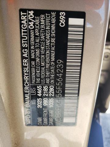 Photo 10 from auction – 2005 MERCEDES-BENZ C 320 with VIN WDBRF64J55F564239
