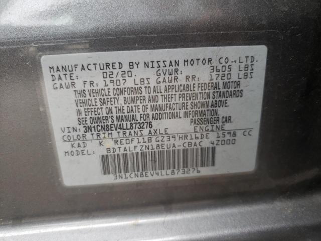 Photo 10 from auction – 2020 NISSAN VERSA SV with VIN 3N1CN8EV4LL873276