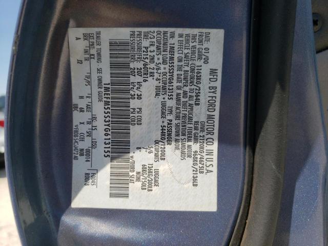 Photo 10 from auction – 2000 MERCURY SABLE LS P with VIN 1MEFM55S3YG613155