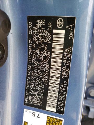 Photo 10 from auction – 2008 TOYOTA PRIUS with VIN JTDKB20UX87793361