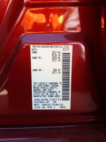 Photo 10 from auction – 2017 NISSAN ALTIMA 2.5 with VIN 1N4AL3AP3HC228731