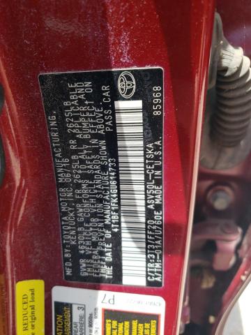 Photo 10 from auction – 2016 TOYOTA CAMRY LE with VIN 4T1BF1FK4GU614733