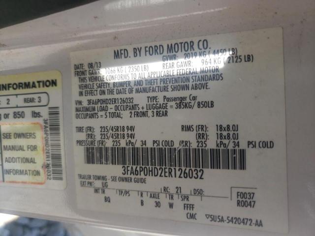 Photo 10 from auction – 2014 FORD FUSION SE with VIN 3FA6P0HD2ER126032
