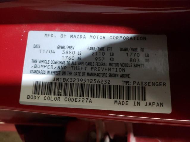 Photo 10 from auction – 2005 MAZDA 3 S with VIN JM1BK323951256232
