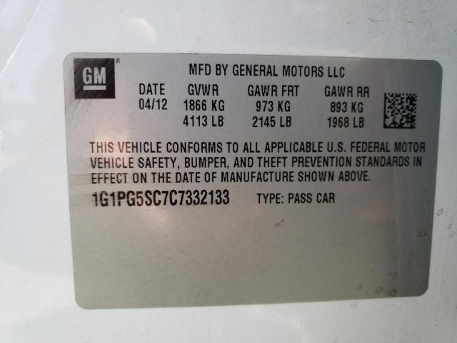 Photo 10 from auction – 2012 CHEVROLET CRUZE LT with VIN 1G1PG5SC7C7332133