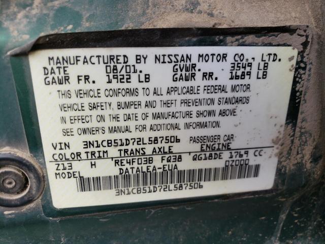 Photo 10 from auction – 2002 NISSAN SENTRA XE with VIN 3N1CB51D72L587506